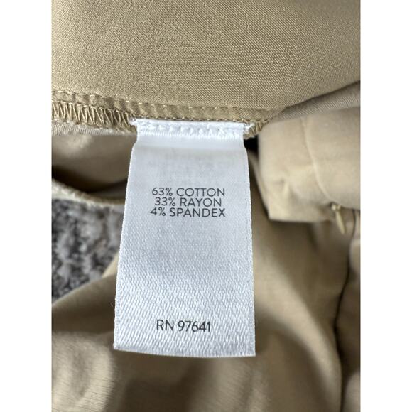 J Jill Size 16 Tall Stretch Cotton Blend Flat Front Pants Beige Zipper Pull On - Picture 10 of 12